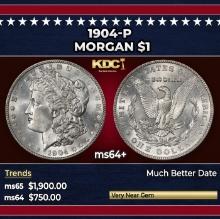 1904-p Morgan Dollar $1 Grades ms64+