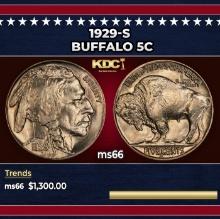 1929-s Buffalo Nickel 5c ms66 SEGS