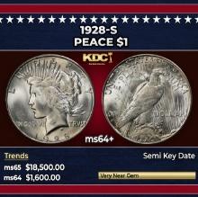 1928-s Peace Dollar $1 ms64+ SEGS