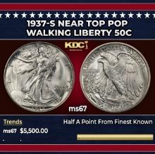 1937-s Walking Liberty Half Dollar Near Top Pop 50c ms67 SEGS