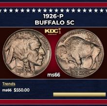 1926-p Buffalo Nickel 5c Grades ms66