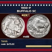 1930-p Buffalo Nickel 5c Grades ms66
