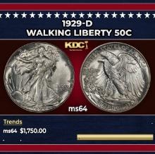 1929-d Walking Liberty Half Dollar 50c ms64 SEGS
