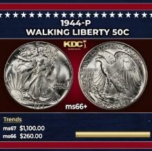 1944-p Walking Liberty Half Dollar 50c ms66+ SEGS