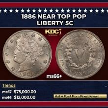 1886 Liberty Nickel Near Top Pop 5c ms66+ SEGS