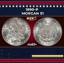 1890-p Morgan Dollar $1 Grades ms63+
