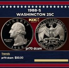 1988-s Proof Washington Quarter 25c pr70 dcam SEGS