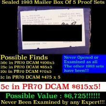 Original sealed box 5- 1993 United States Mint Proof Sets