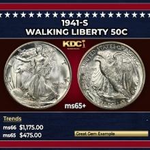 1941-s Walking Liberty Half Dollar 50c Grades ms65+