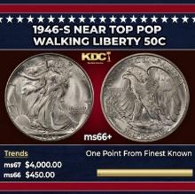 1946-s Walking Liberty Half Dollar Near Top Pop 50c ms66+ SEGS