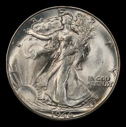 1946-d Walking Liberty Half Dollar Near Top Pop 50c ms67 SEGS