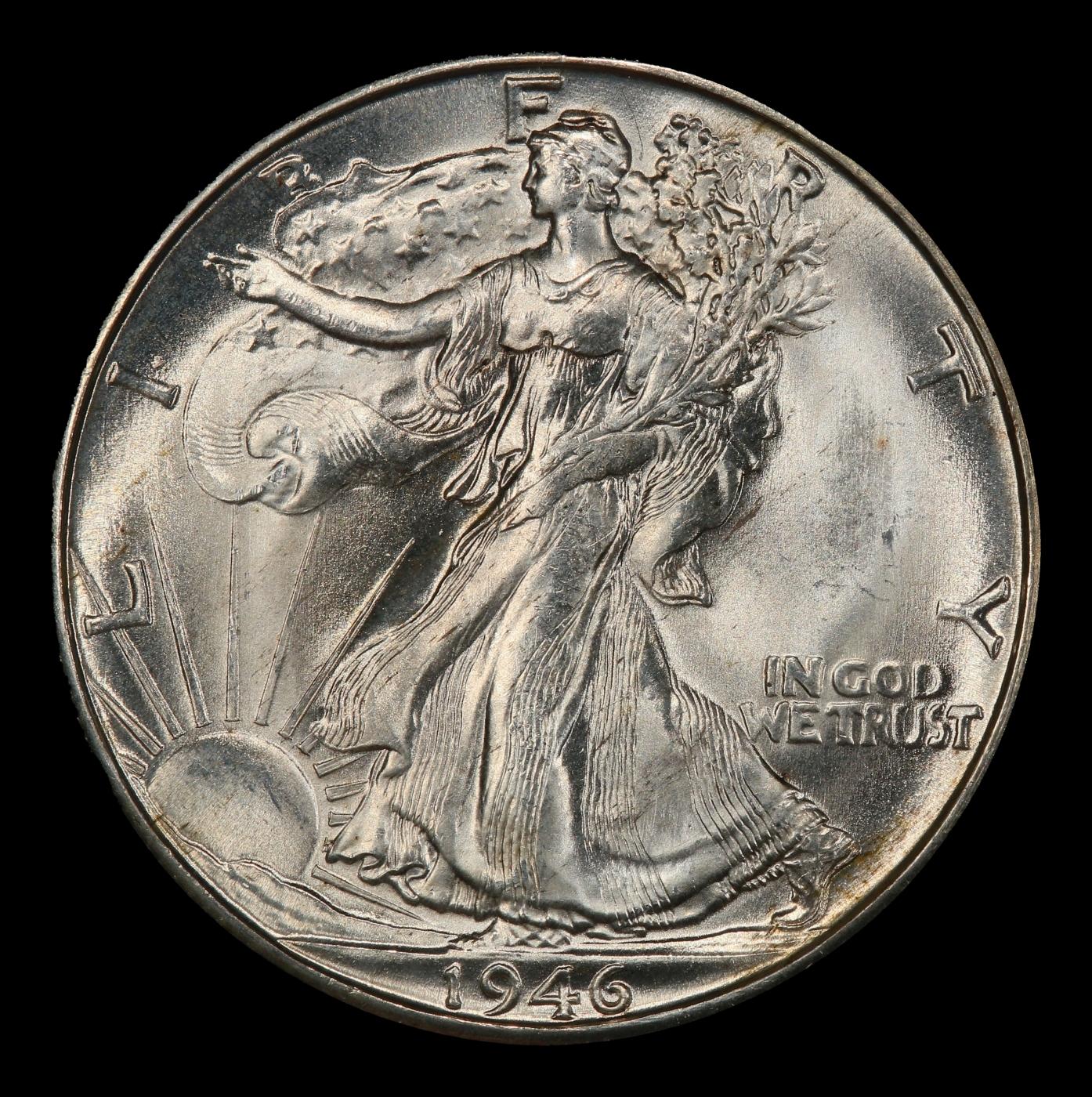 1946-d Walking Liberty Half Dollar Near Top Pop 50c ms67 SEGS