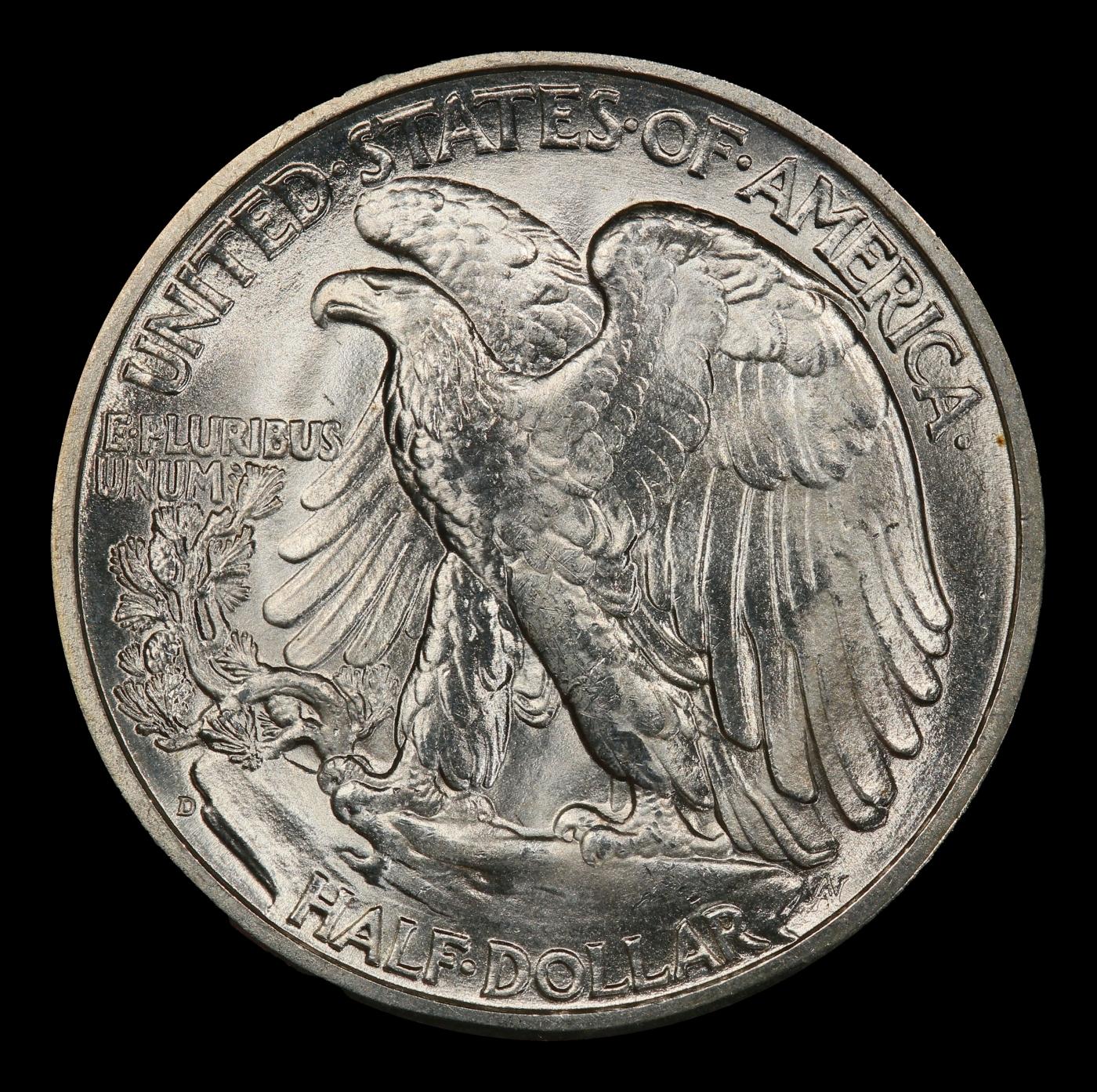 1946-d Walking Liberty Half Dollar Near Top Pop 50c ms67 SEGS