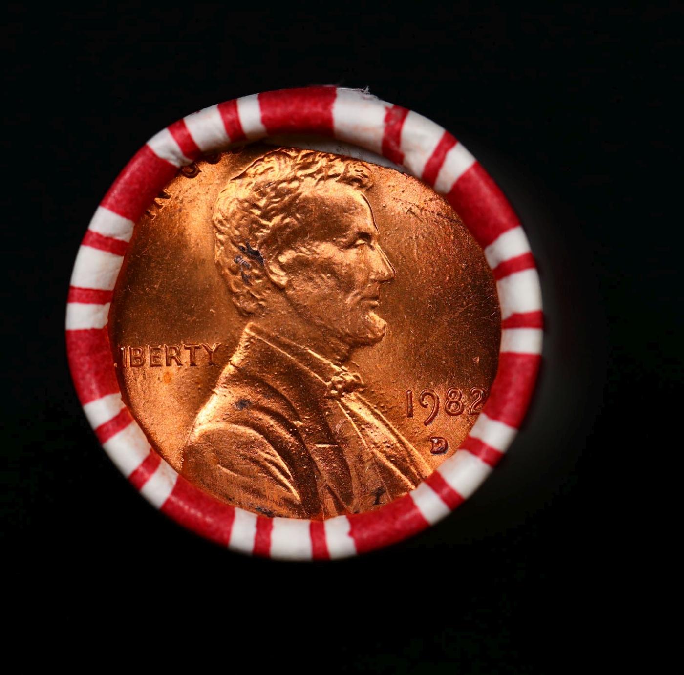 BU Shotgun Lincoln 1c roll, 1982-d 50 pcs Bank Wrapper 50c