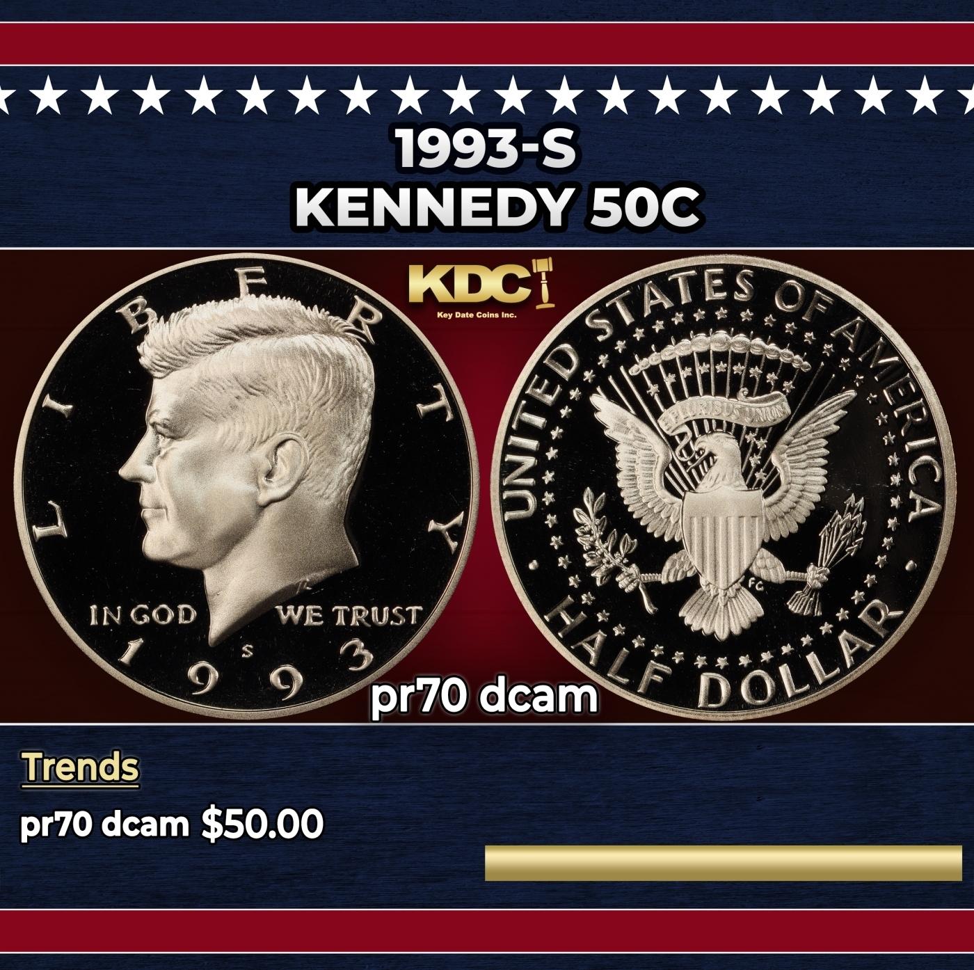 1993-s Proof Kennedy Half Dollar 50c pr70 dcam SEGS