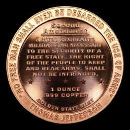 Right To Bear Arms 2nd Amendment - 1oz .999 Fine Copper Round