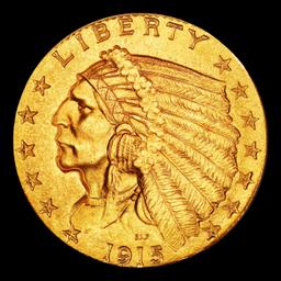 1915-p Gold Indian Quarter Eagle TOP POP! $2 1/2 ms66 USCG