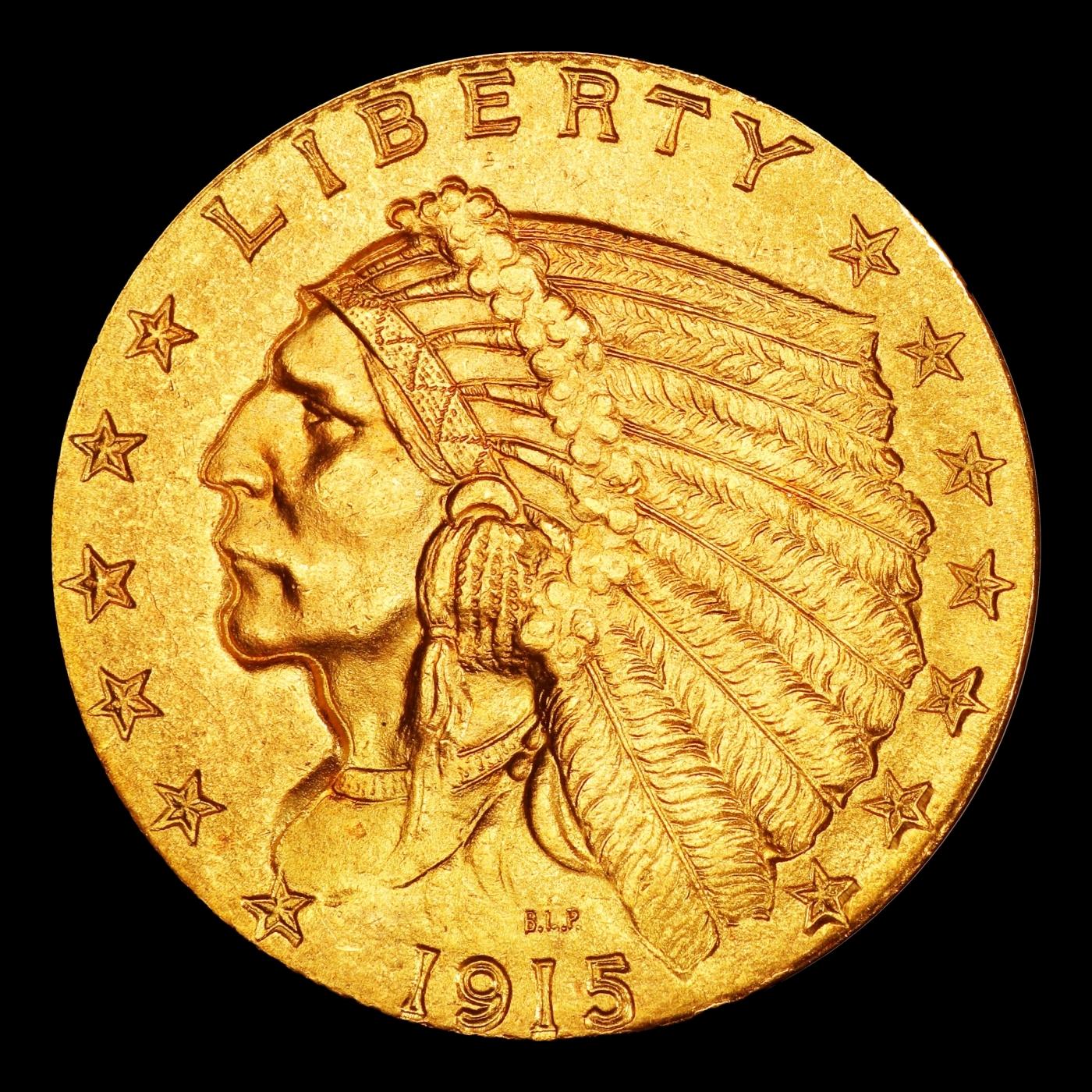 1915-p Gold Indian Quarter Eagle TOP POP! $2 1/2 ms66 USCG