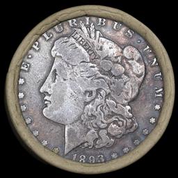 EY- Circulated SEARS Silver Morgan Dollar $1 Roll 20 Coin 1893/'P' Rev Ends