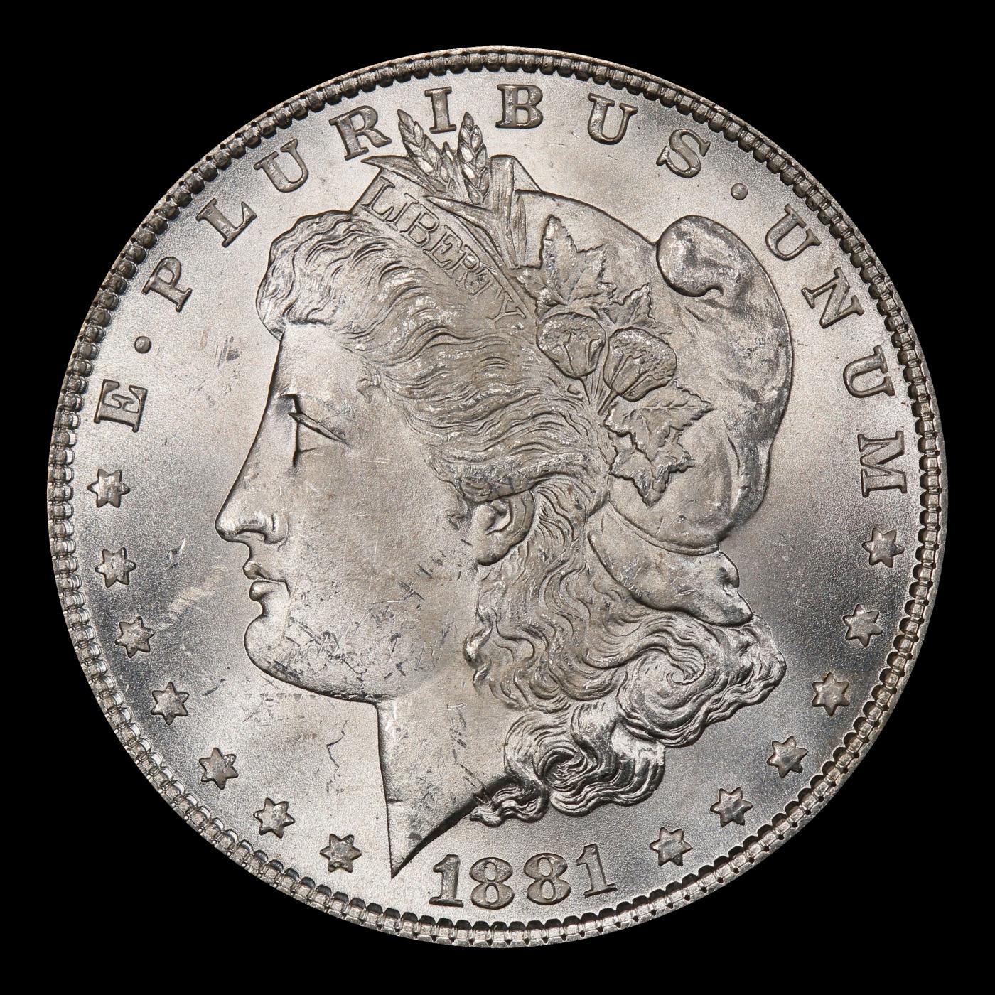 1881-p Morgan Dollar $1 Grades ms63+