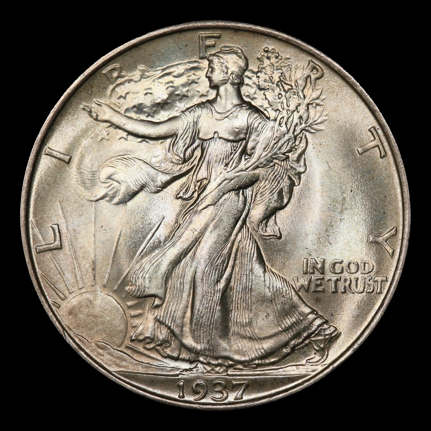 1937-p Walking Liberty Half Dollar Near Top Pop 50c ms67+ SEGS