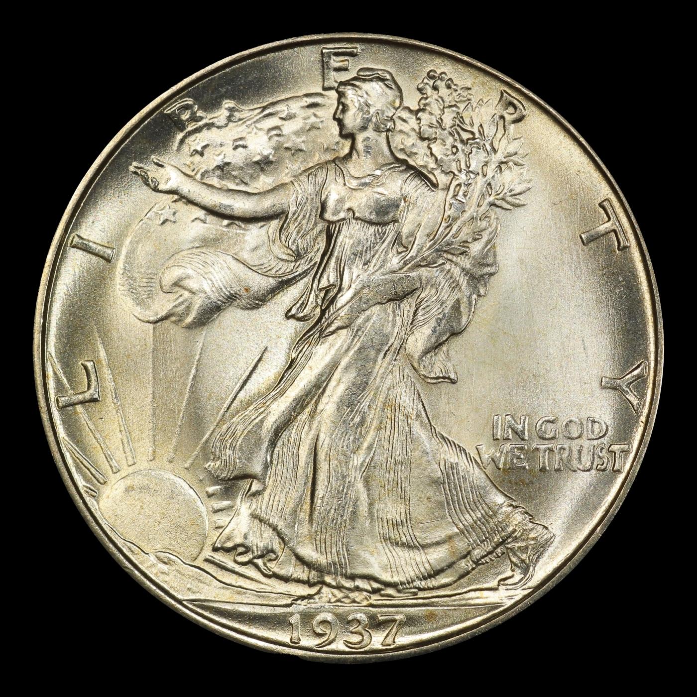 1937-d Walking Liberty Half Dollar Near Top Pop 50c ms67 SEGS