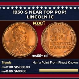 1930-s Lincoln Cent Near Top Pop! 1c ms66+ rd SEGS