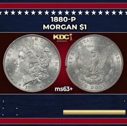 1880-p Morgan Dollar $1 Grades ms63+