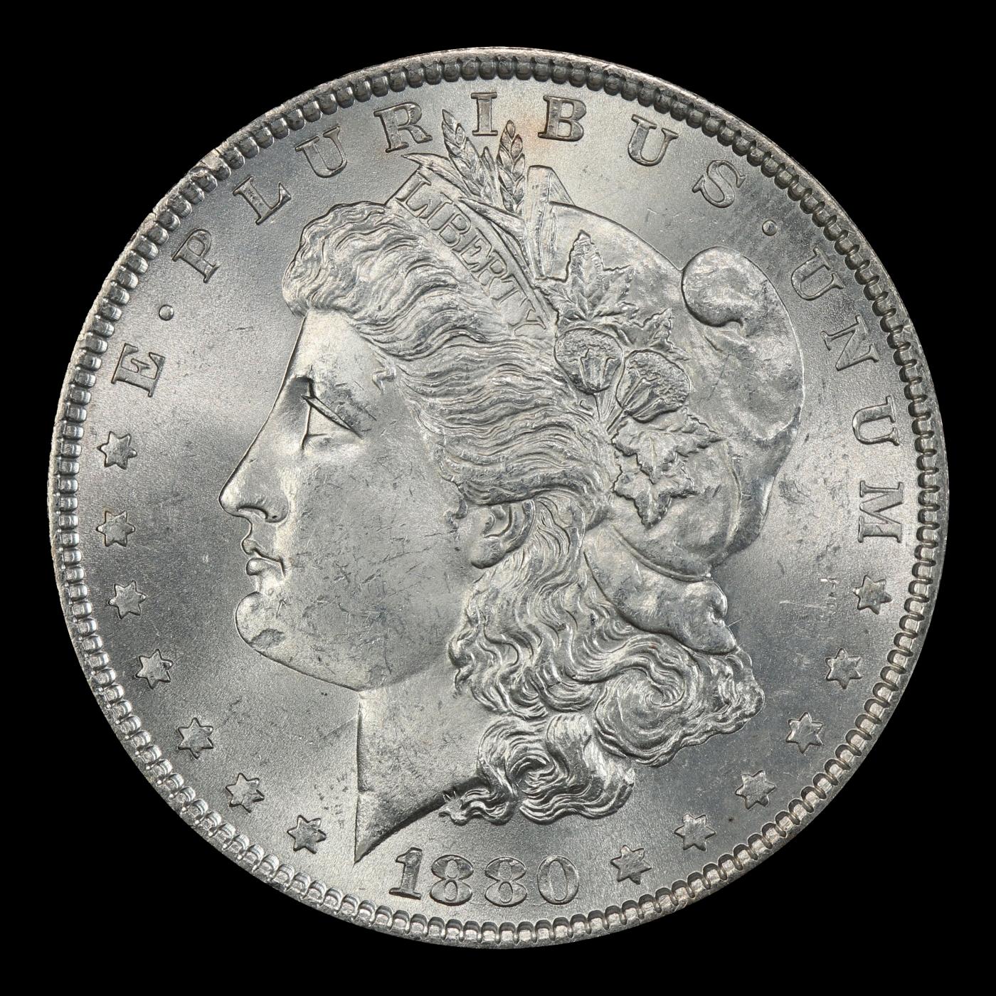 1880-p Morgan Dollar $1 Grades ms63+