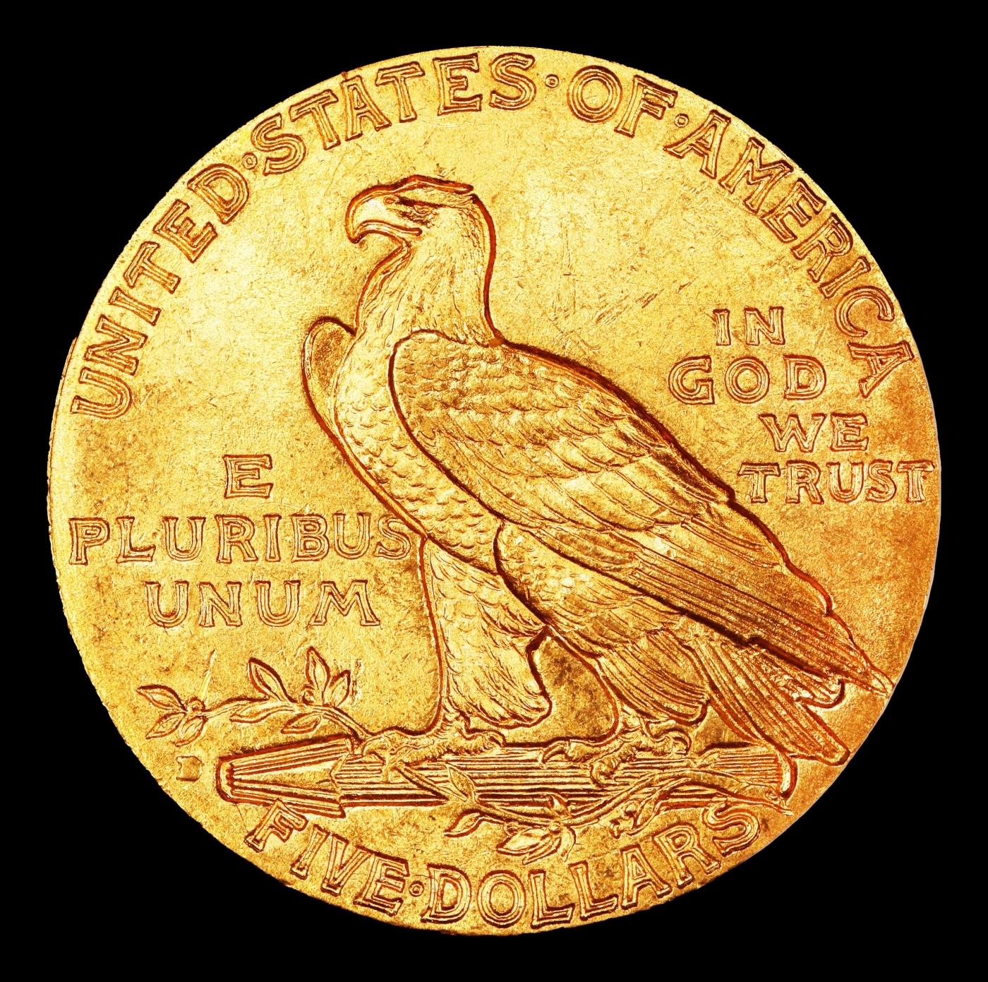 1909-d Gold Indian Half Eagle Near Top Pop! $5 ms65 USCG