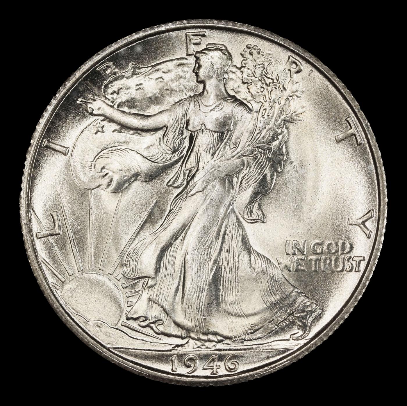 1946-s Walking Liberty Half Dollar Near Top Pop 50c ms66+ SEGS