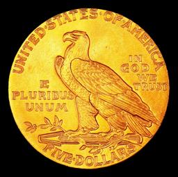 1909-p Gold Indian Half Eagle Near Top Pop! $5 ms65+ USCG