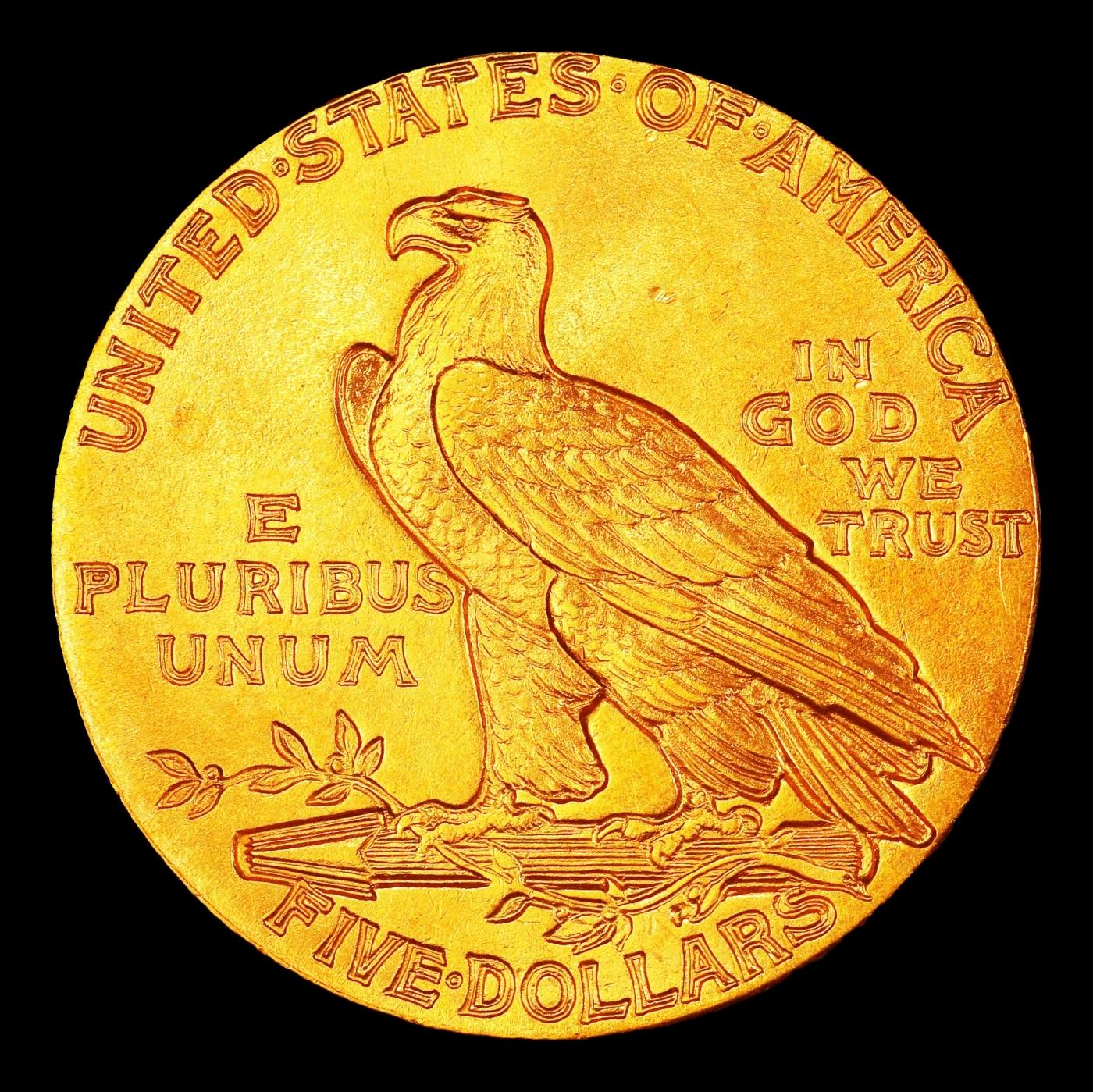 1909-p Gold Indian Half Eagle Near Top Pop! $5 ms65+ USCG