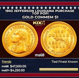 1903 Jefferson Louisiana Purchase Gold Commem Dollar TOP POP! 1 ms68 SEGS