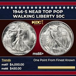 1946-s Walking Liberty Half Dollar Near Top Pop 50c ms66+ SEGS