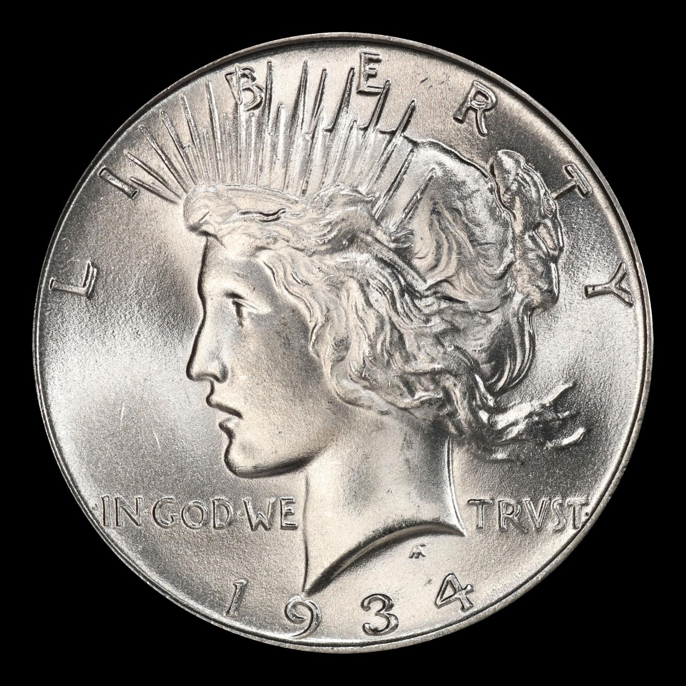 1934-p Peace Dollar Near Top Pop $1 ms66+ SEGS
