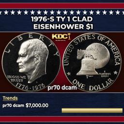 1976-s Ty 1 Clad Proof Eisenhower Dollar $1 pr70 dcam SEGS