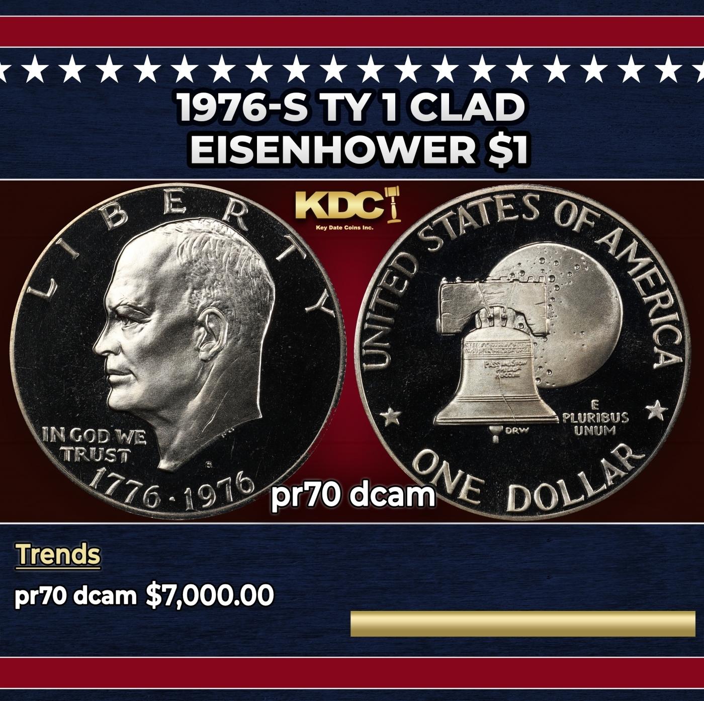 1976-s Ty 1 Clad Proof Eisenhower Dollar $1 pr70 dcam SEGS