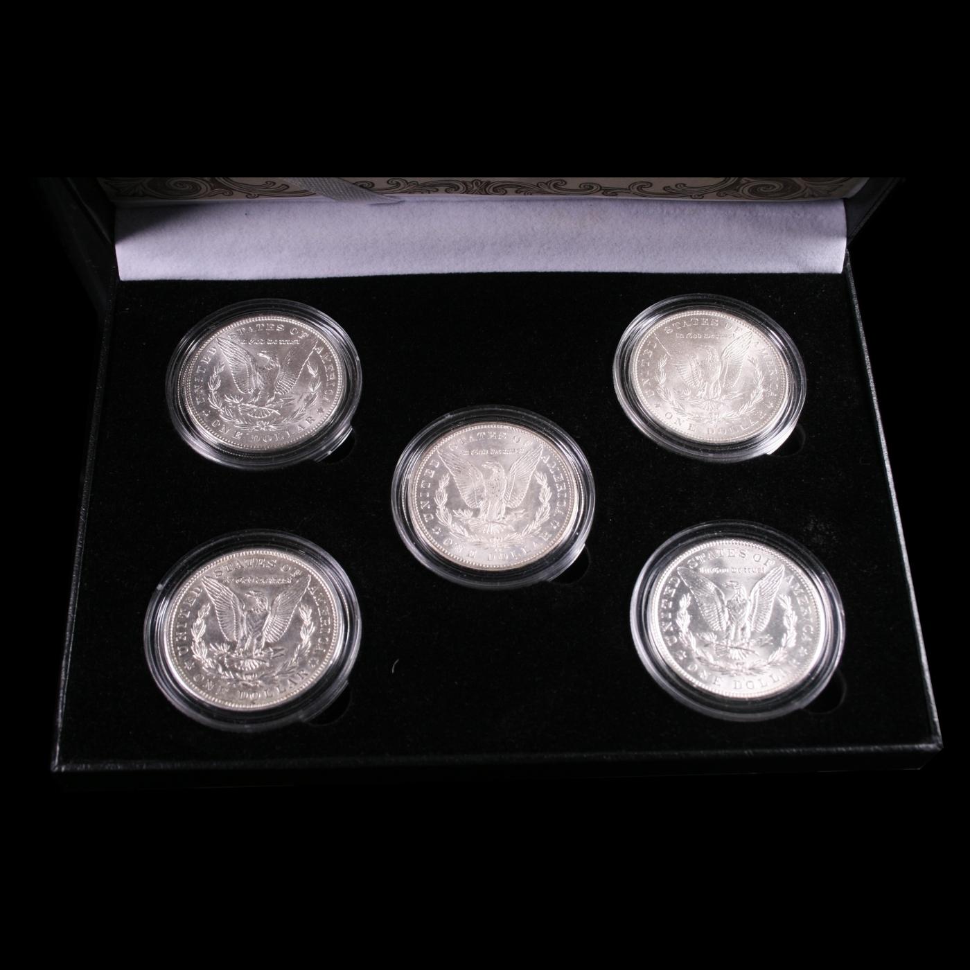 Morgan The king of silver dollars 5 Coin BU Set, 1 From Evey Mint P,O,D,S, & Legendary Carson City
