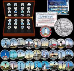 28 Pc Set Historic American Lighthouses Colorized Washington Crossing Delaware Quarters w/ BOX Other