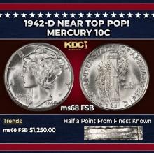 1942-d Mercury Dime Near Top Pop! 10c ms68 FSB SEGS