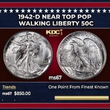 1942-d Walking Liberty Half Dollar Near Top Pop 50c ms67 SEGS