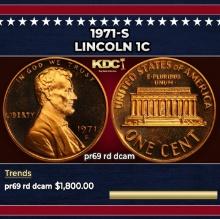 1971-s Proof Lincoln Cent 1c pr69 rd dcam SEGS