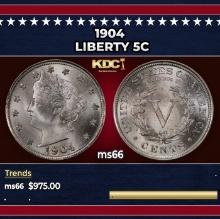 1904 Liberty Nickel 5c ms66 SEGS