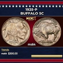 1925-p Buffalo Nickel 5c Grades ms64