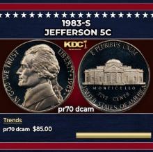 1983-s Proof Jefferson Nickel 5c pr70 dcam SEGS