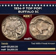 1934-p Buffalo Nickel TOP POP! 5c ms67+ SEGS