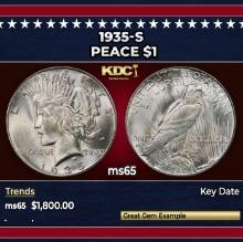 1935-s Peace Dollar $1 ms65 SEGS