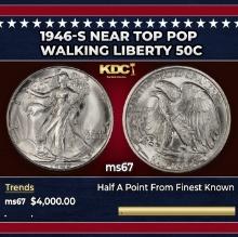 1946-s Walking Liberty Half Dollar Near Top Pop 50c ms67 SEGS