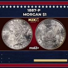 1887-p Morgan Dollar $1 Grades ms63+